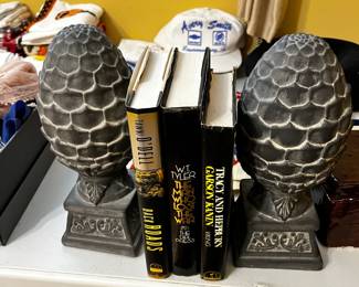 #48	Ceramic Pineapple Bookends w/Gray Paint - 11 inch Tall	 $30.00 
