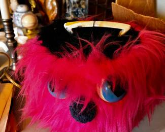 #63	Record Case w/45's w/pink Disco Case Fuzzy Monster - 1960s - full of records, kids and 70's	 $50.00 
