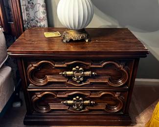 #58	Resin Bedside Table w/2 Drawers - (as is finish) - 26x16x22	 $20.00 
