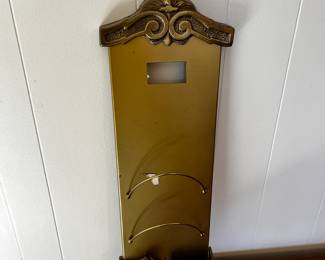 #19	Vtg. Brass Wall Hanging Letter Holder w/Vtg. Truck on Bottom - 7.5x24 T (as is missing one screw)	 $35.00 

