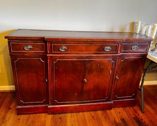 #14	Antique Buffet w/3 drawers & 4 doors w/1 shelf - (as is finish) - 60x20x36	 $100.00 
