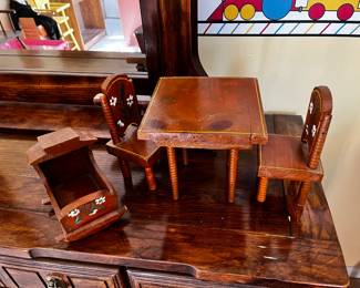 #36	Wood Cradle and Table w/chairs - toy - Table - 7square x 8	 $25.00 
