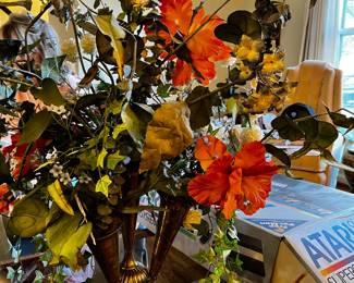 #122	Epergne Brass Tulip Flower Holder 13" Tall 33' w/ Flowers	 $50.00 
