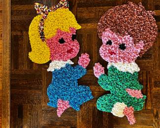 #128	Vintage Melted Plastic Popcorn Praying Boy and Girl	 $20.00 
