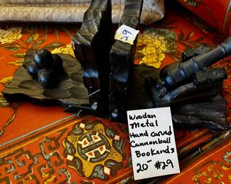#129	Wood and Metal Canon Book Ends	 $20.00 

