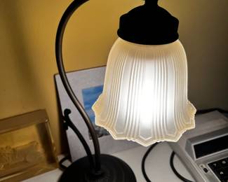#52	White Tulip Lamp w/Oil bronzed Base - 15" tall	 $25.00 
