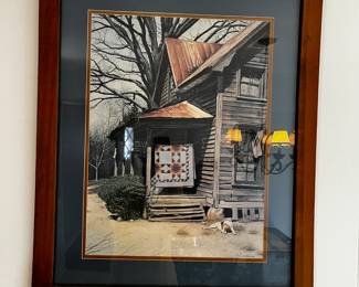 #17	Bob Timberlake Painting of Wood Cabinet w/Quilt - 27x33 - Framed and Matted	 $75.00 
