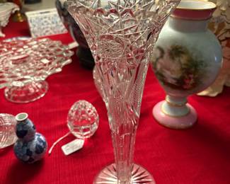Cut glass trumpet vase