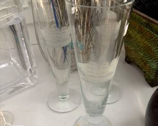 Etched Schooner Glasses