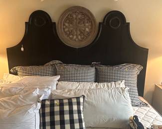 Simply unusual King Bed… unique Headboard, always enclosed Serra Mattress , and Rail.  One of a kind!   