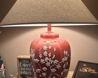Two Rattan Trunks used as Side Tables and two matching Vintage Lamps.  
