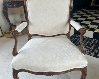 Four White Upholstered Sateen Arm Chairs.  Excellent condition! 