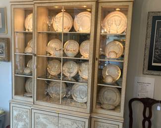 A most Gracious and more petite , narrow China Display Design… fitting for any room.  John Aynsley  Encrusted Gold Band Design  