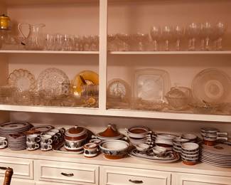 Full Sets of Lenore Piell Crystal and Geobel Burgund Stoneware
