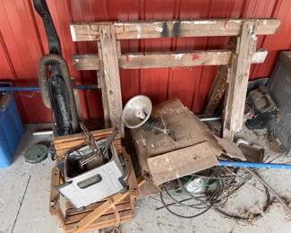 WOODEN SAWHORSES, LIGHT, FRYER, VACUUM, MISC