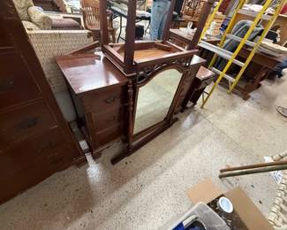 MAHOGANY VANITY AND STOOL