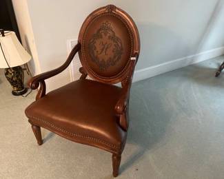 EMBROIDERED LEATHER ARMCHAIR
