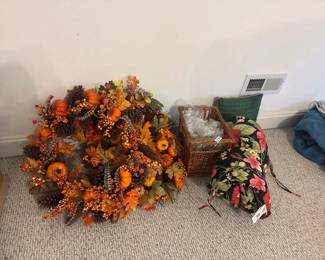 FALL WREATHS, BASKET, AND CUSHIONS