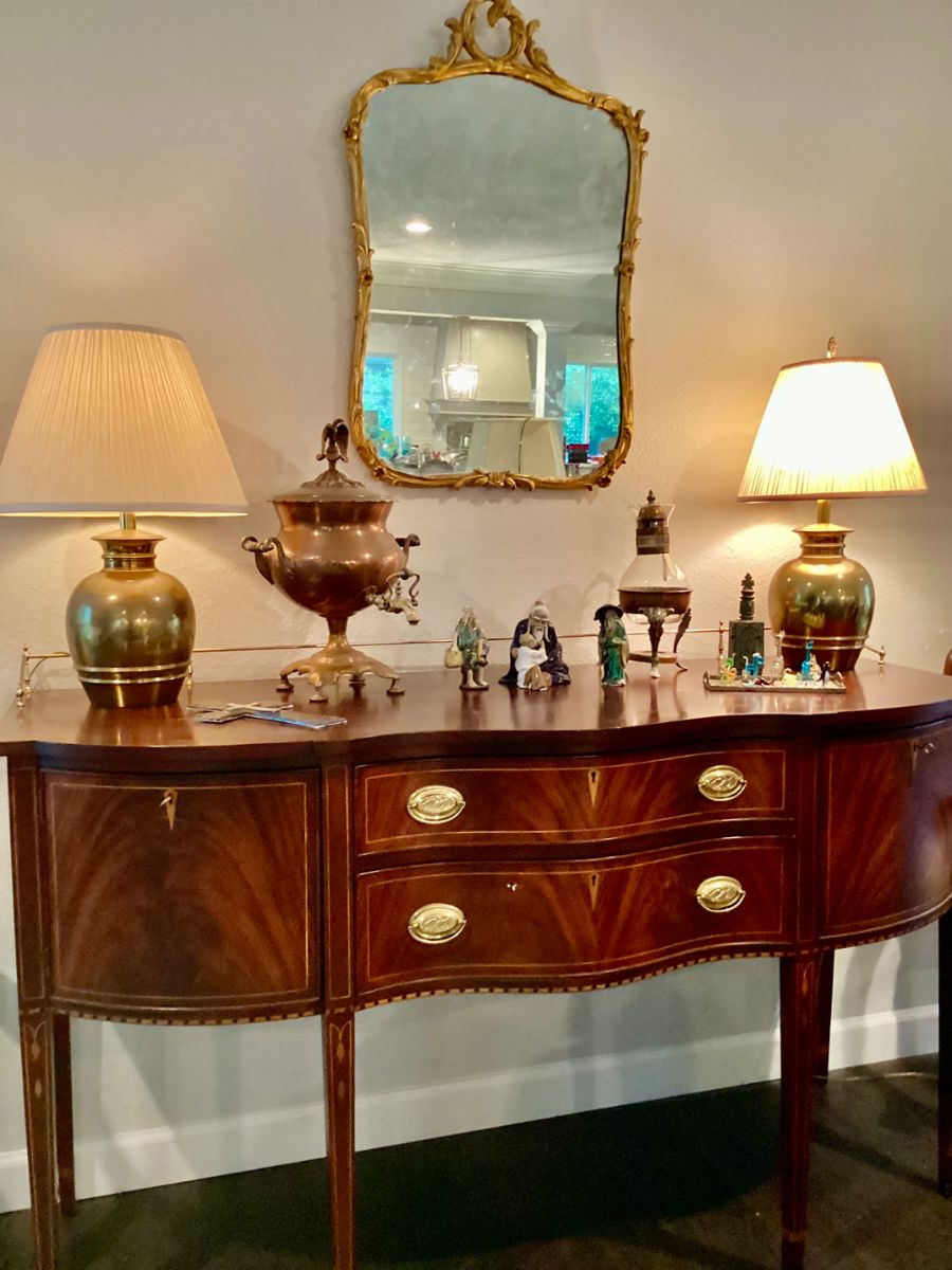Inlaid Mahogany Sideboard with Brass Gallery 
