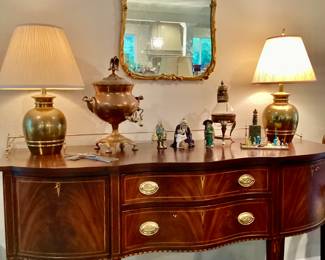 Inlaid Mahogany Sideboard with Brass Gallery 