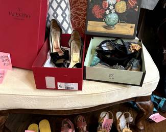 Valentino shoes (SOLD), Gucci belt, Tori Burch sandals, Chloe sandals (SOLD), Vera Wang Heels