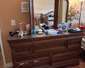 Lexington Furniture Chez Michelle Collection Cherry Wood Dresser with TriFold Mirror