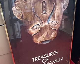 Treasures of Tutankhamun Exhibition Poster Head of Wood Overlay with Gold