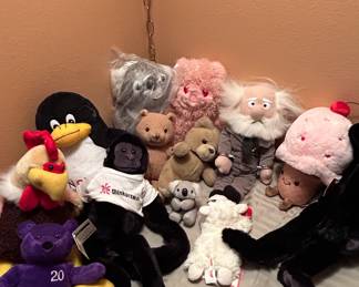 Assorted Plush Toys including Thinkorswim Gorilla, Sing Plush, and more