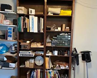 Wooden Bookshelf with Assorted Items