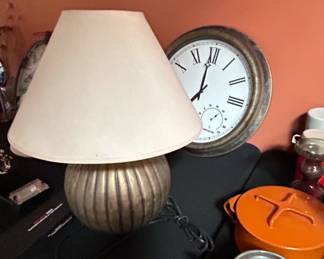 Vintage Fluted Brass Table Lamp with Cream Shade