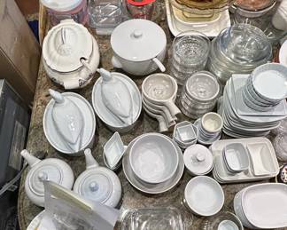 Assorted White Ceramic and Glass Kitchenware Set