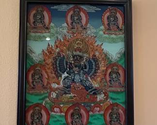 Tibetan Buddhist Thangka Painting of Yamantaka Vajrabhairava