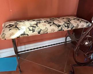 Vintage Floral Upholstered Swivel Armchair and Matching Ottoman Bench second image