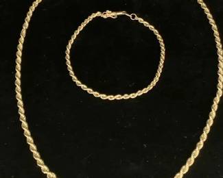 SH582VGold Rope Chain Necklace  Bracelet
