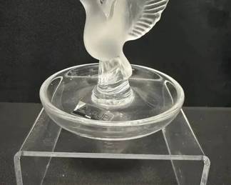 SH279Lalique Frosted Crystal Dove Ring Dish 