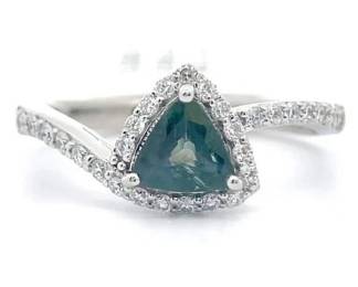 Oscar Friedman 1.22 Carat Natural Alexandrite & Natural Diamond Ring in Platinum