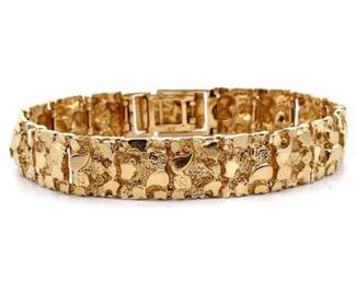 Gold Nugget Style Estate Bracelet in 14k Yellow Gold (26.9 Grams)