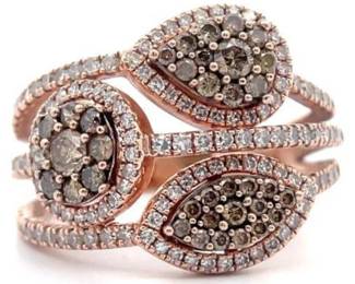 1.25 Carat Diamond Multi-Cluster Estate Ring in 10k Rose Gold