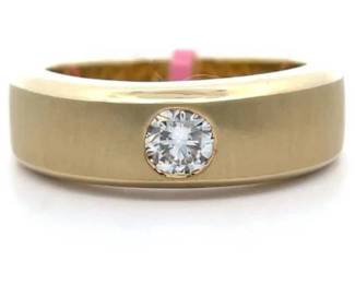 New! Gents 0.50 Carat Diamond Ring in Brushed 10K Yellow Gold