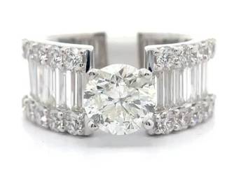 5.37 Carat Natural Diamond Ring in 14K White Gold