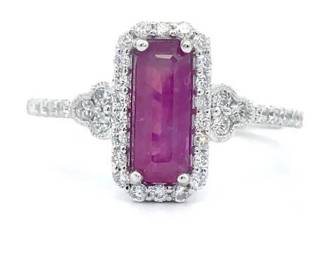Oscar Friedman 1.76 Carat Natural Ruby & Natural Diamond Ring in Platinum