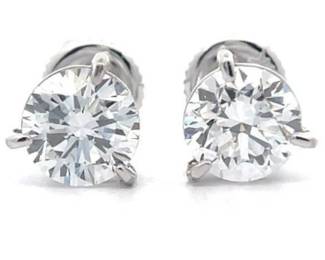 New! 2.00 Carat Diamond Stud Earring in 14k White Gold