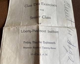 1923 Liberty-Piedmont Institute Program 