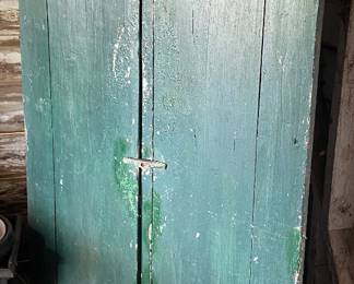 Primitive Green Corner Cabinet