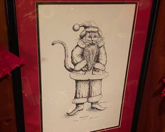 John Evers "Kris Kat" Signed na d Numbered Christmas Print
