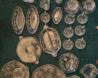 Fostoria crystal etcheddinnerware set