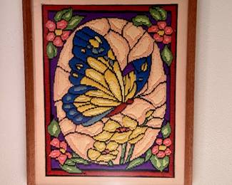 MCM FRAMED NEEDLEPOINT BUTTERFLY 