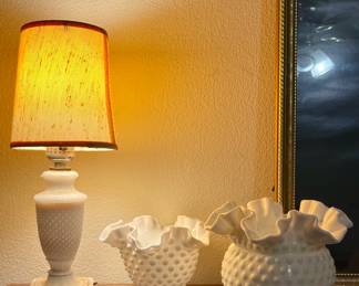 FENTON HOBNAIL RUFFLE EDGE MILK GLASS