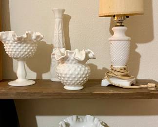FENTON HOBNAIL RUFFLE EDGE MILK GLASS 