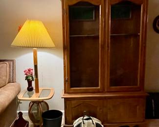 VINTAGE GUN CABINET, MCM LAMP END TABLE